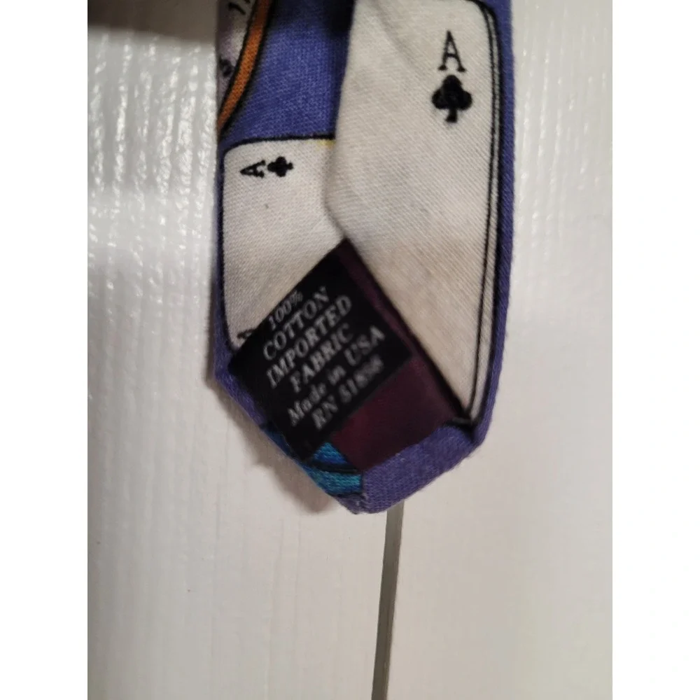 Tango by Max Raab Mens Vintage Cotton Novelty Blue Tie Gaming Cards Darts USA